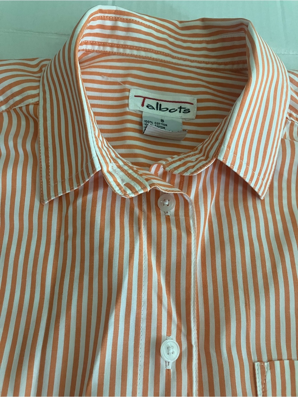 Talbots Orange and White Stripe Shirt